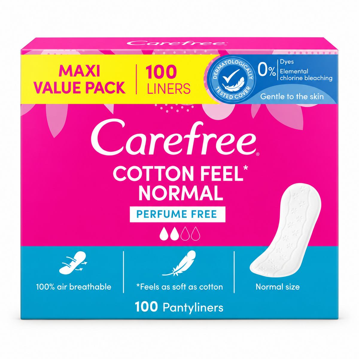 CAREFREE COTTON FEEL NORMAL 100 PANTY LINERS