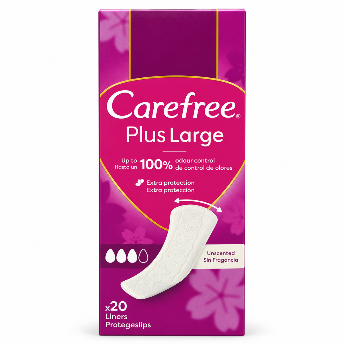 CARE FREE PLUS LAREGE UNSCENTED 20 PCS L