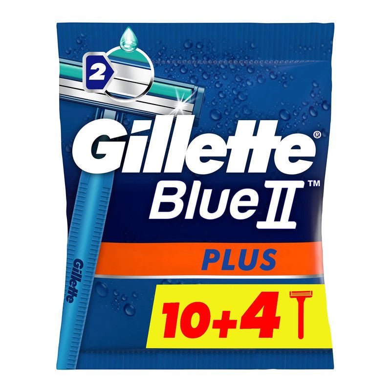 GILLETE BLUE2 PLUS 10+4 DISPOASBLE RAZORS PACKAGE