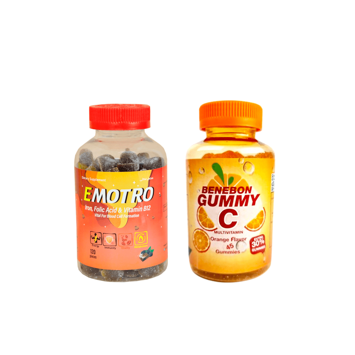 EMOTRO IRON 120 GUMMIES + GUMMY C PLUS ZINC (45PCS + 15PCS) GUMMIES (عرض)