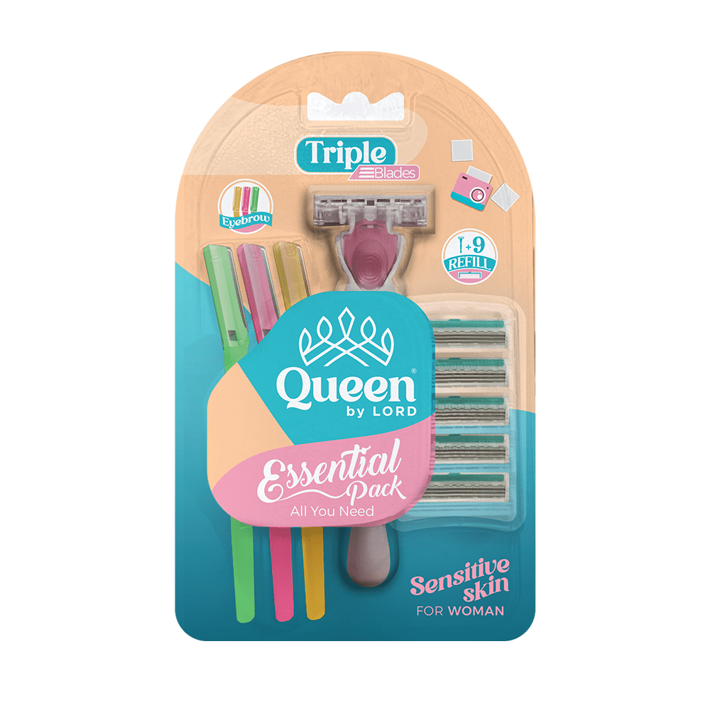 QUEEN ESSENTIAL PACK Smooth Razor + 10 Blades + 3 Eyebrow Razor 133